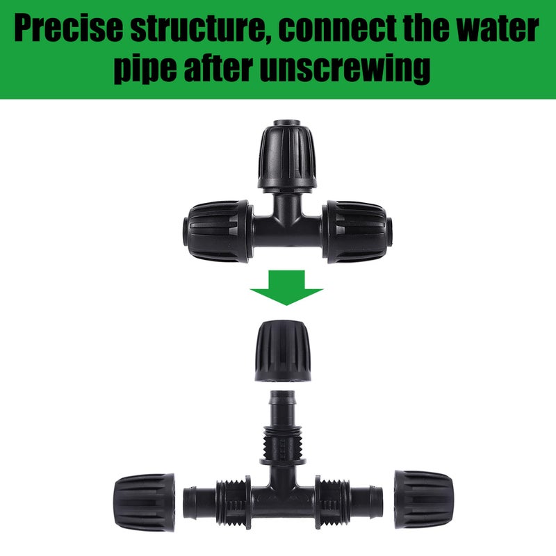 FOGWOWO 1/2 inch Irrigation Fittings Tee Connectors For (1/2"" ID x0.6-0.63"" OD) 16mm Drip Tubing Barbed Connectors-10 Pcs/pack - Image 3